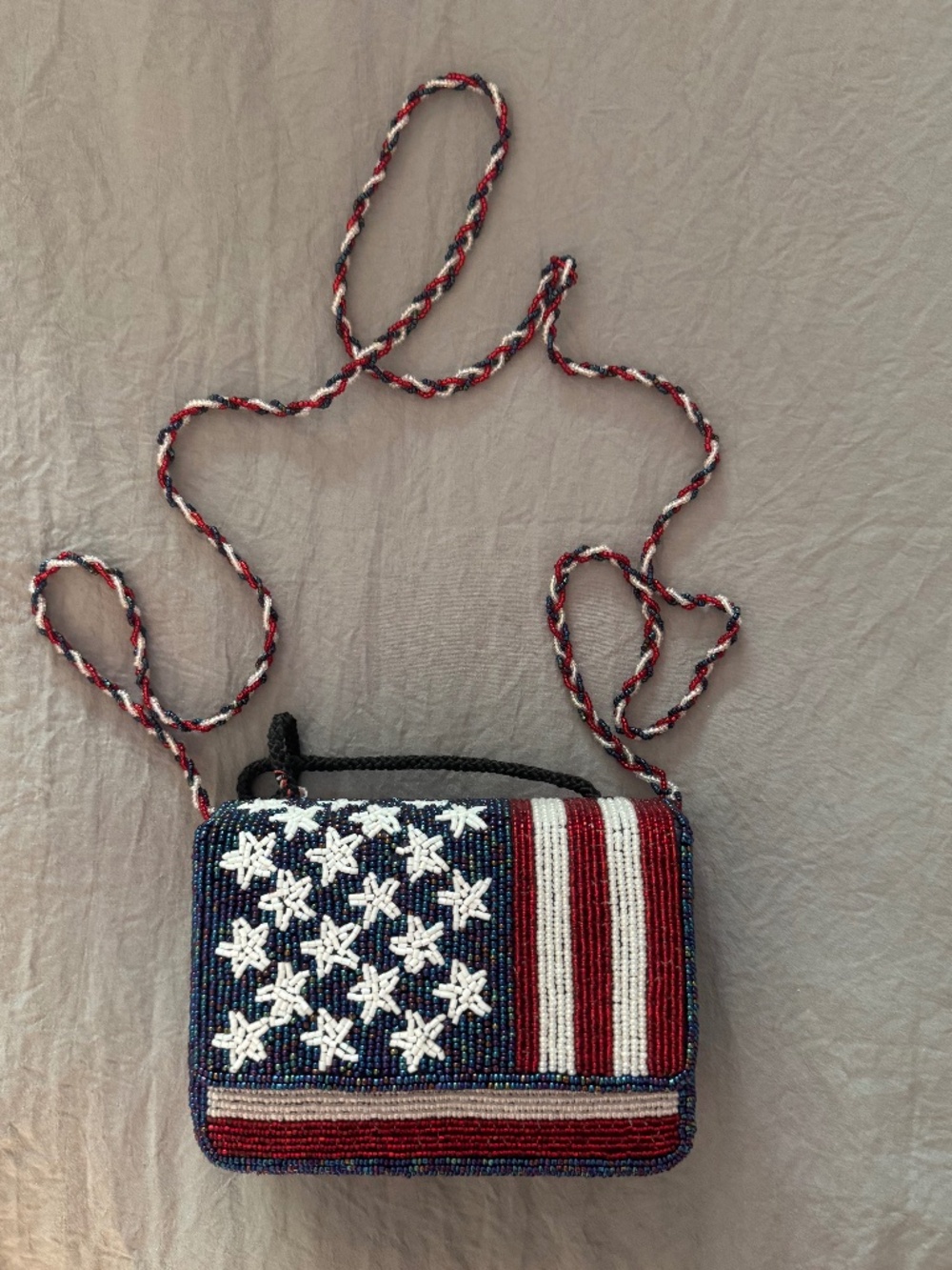 New Ermo beaded USA flag purse small
